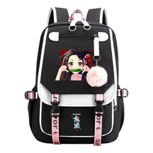 Comic Cartoon Fashion Usb Student Backpack Casual Woven Flap Backpack