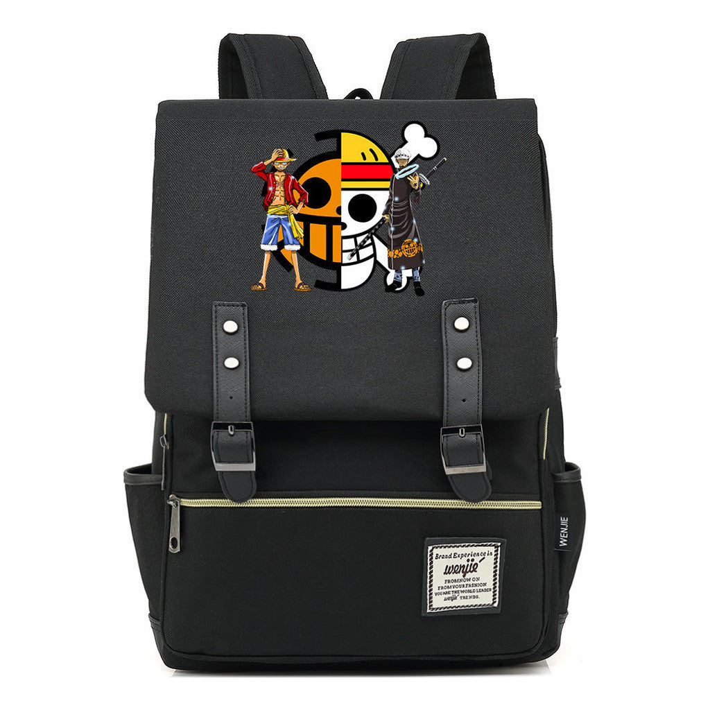 Anime Pirate King Luffy Printed Youth School Bag For Men And Women With Casual Belt Buckle Classic Backpack