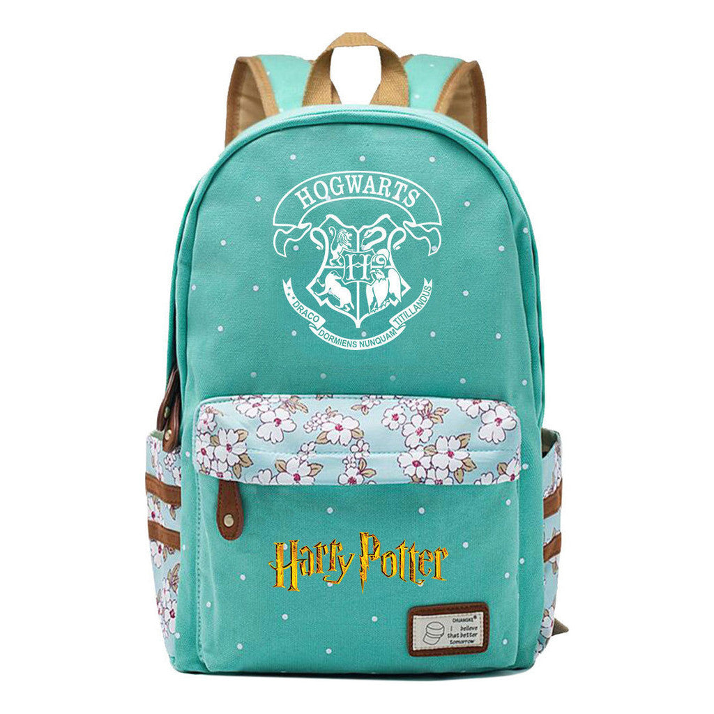 School Of Witchcraft And Wizardry Youth Student Backpack, Floral Canvas, Female Backpack