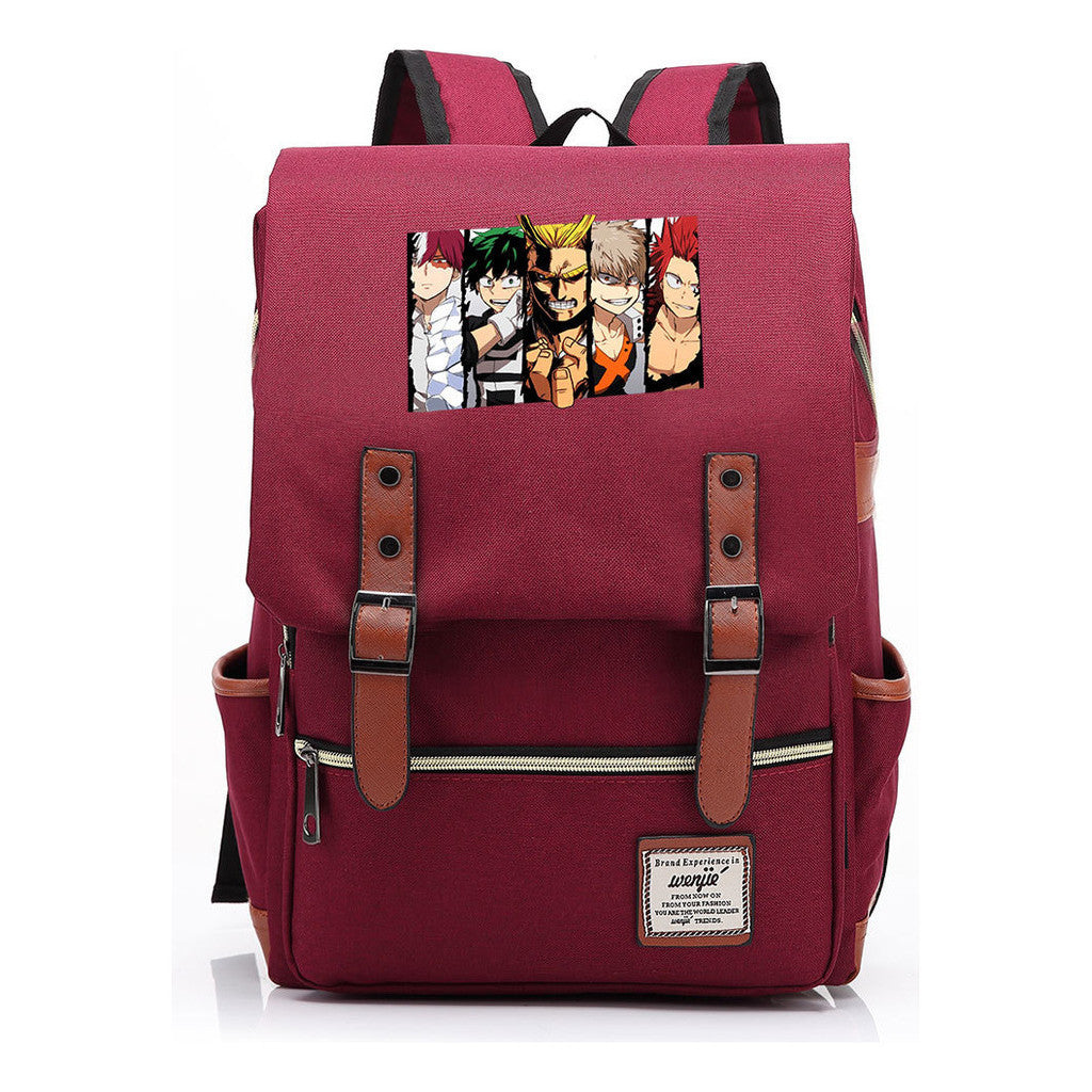 Anime My Heroes Academy Printed Youth Student Backpack Men's And Women's Leisure Belt Buckle Classic Backpack