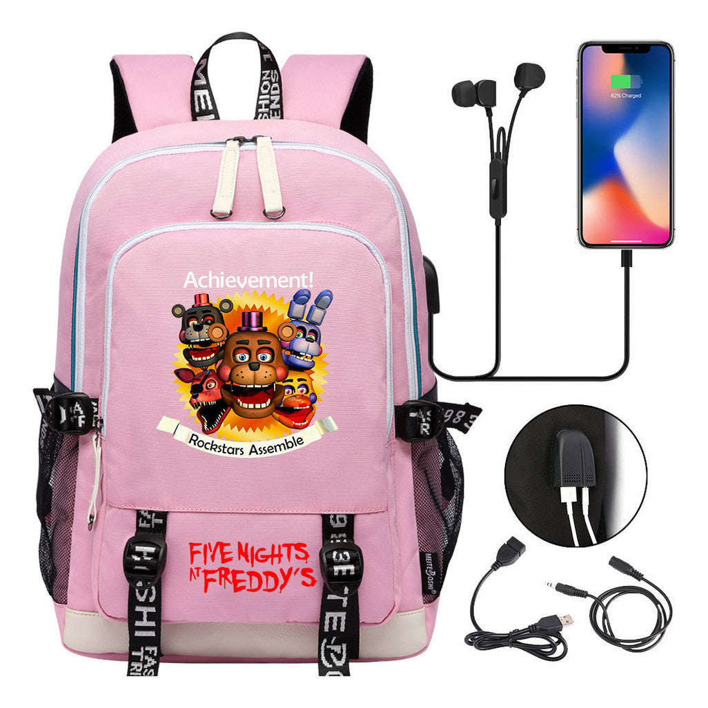 Toy Bear Game Peripheral Print Usb Youth Student Backpack For Men And Women Leisure Backpack