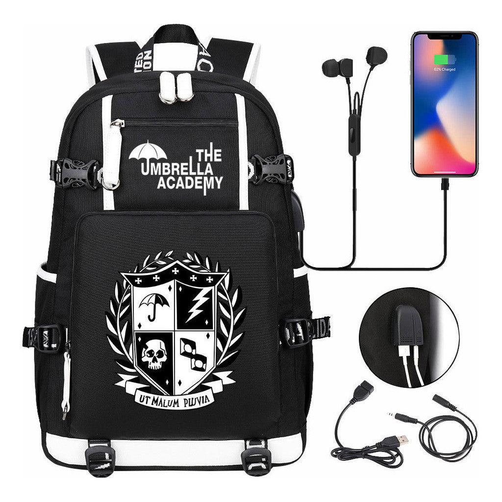 Printed Usb Large Capacity Youth Student Backpack For Men And Women's Leisure Travel Backpack