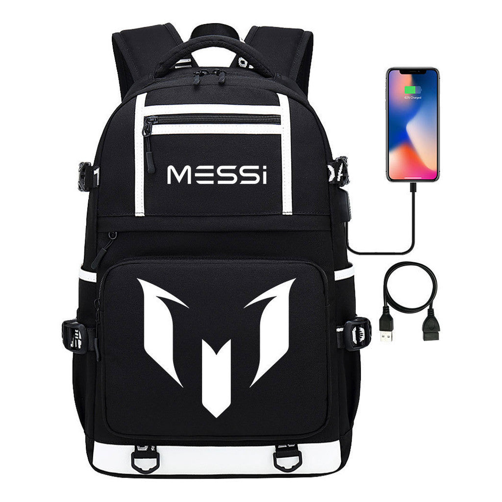 Sports Football Star Printed Usb Youth Student Backpack, Men's And Women's Backpack, Leisure Travel Bag