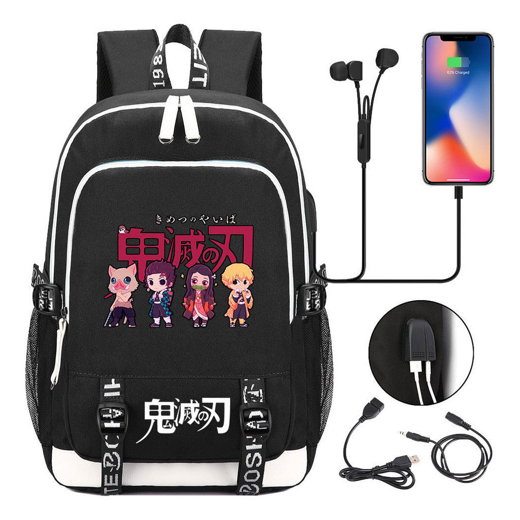 Comic Cartoon Fashion Youth Student Backpack Usb Men's And Women's Casual Backpack