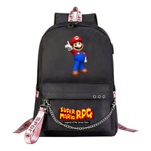 Super Mario Printed Usb Youth Student Backpack For Leisure Travel Backpack
