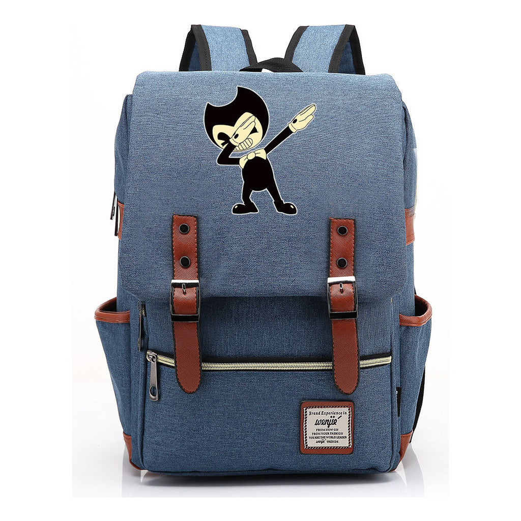 Printed Teenage Student Backpack For Men And Women With Casual Belt Buckle Classic Backpack