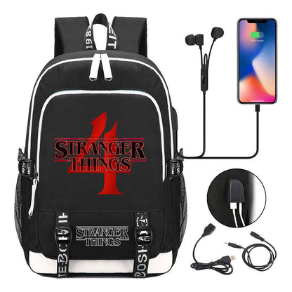 Strange Story Printed Usb Youth Student Backpack For Men And Women's Leisure Travel Backpack
