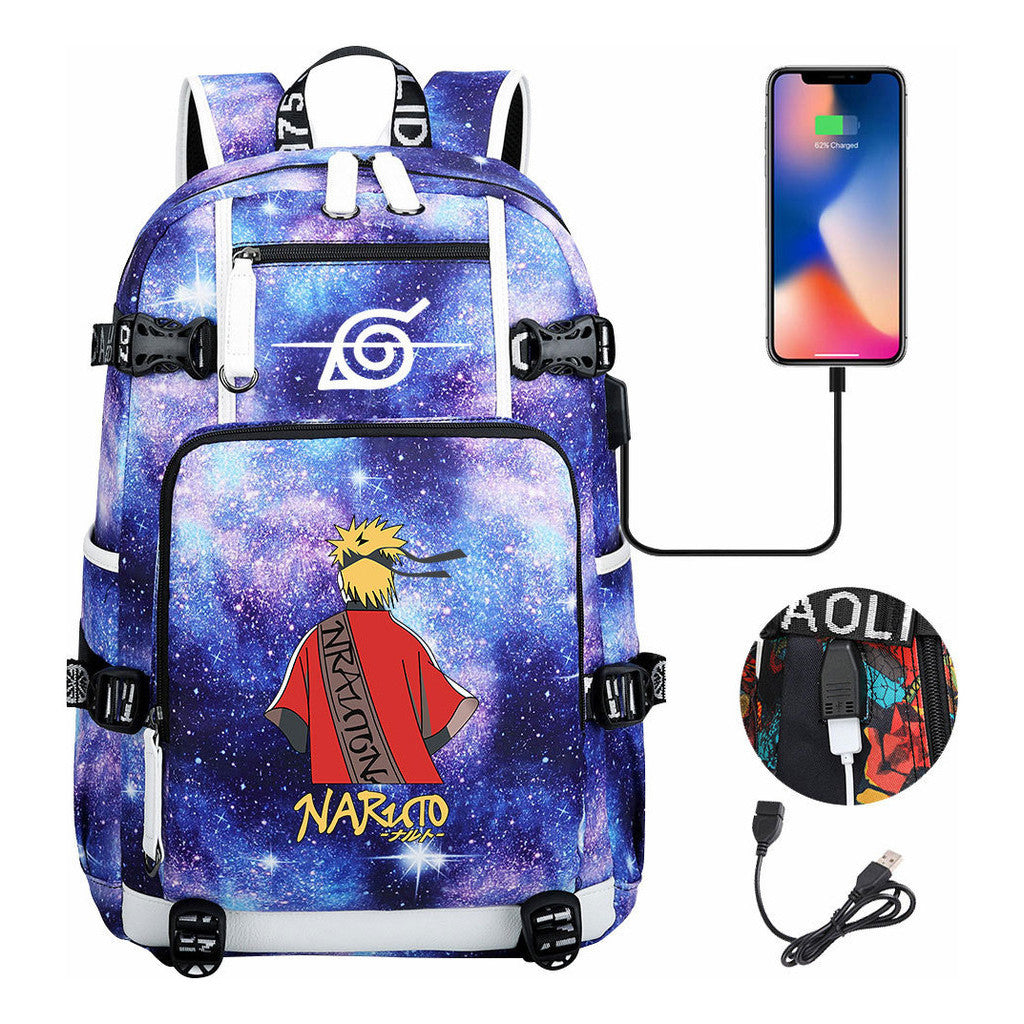 Printed Usb Youth Student School Bag Leisure Large Capacity Travel Backpack