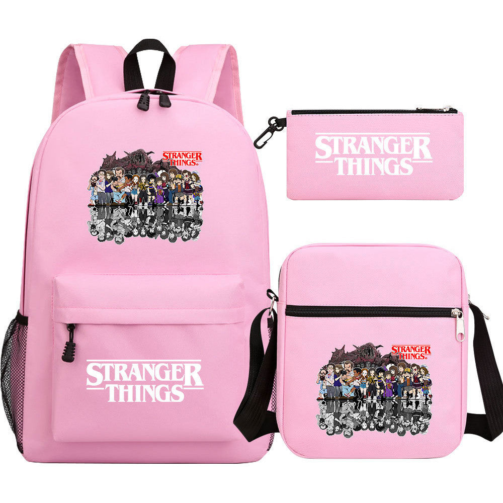 Strange Story Starry Sky Printed Youth Student Backpack 3-piece Set For Men And Women, Backpack Set