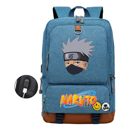 Naruto Print Usb Youth Student Backpack For Men And Women Leisure Travel Backpack