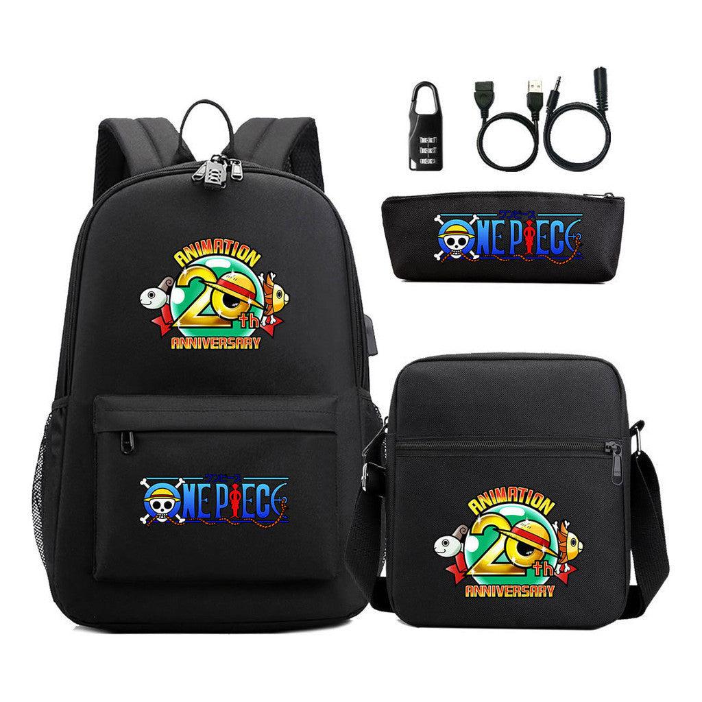Usb Password Lock Student Backpack Three Piece Set Backpack Set
