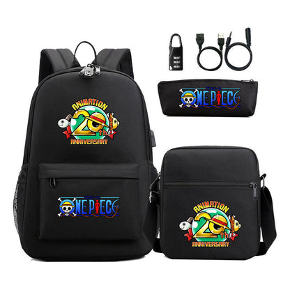 Usb Password Lock Student Backpack Three Piece Set Backpack Set