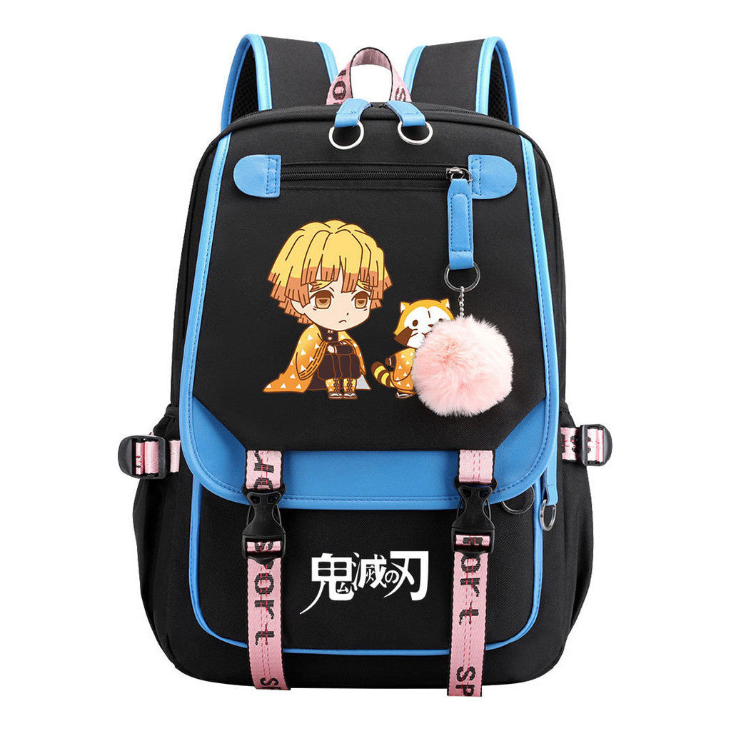 Cartoon Fashion Usb Youth School Bag For Boys And Girls Casual Ribbon Flip Backpack