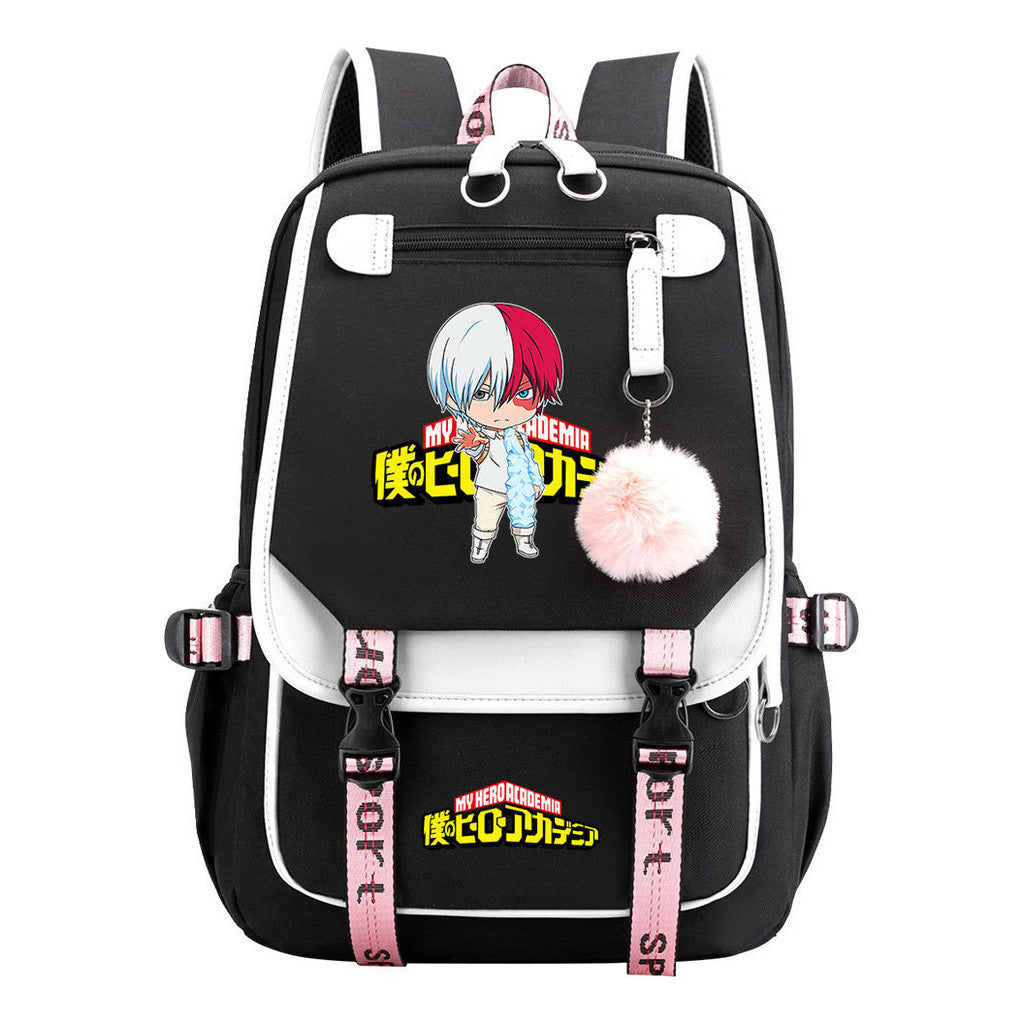 My Heroes Academy Usb Youth Student Backpack With Casual Woven Strap Flip Back Backpack