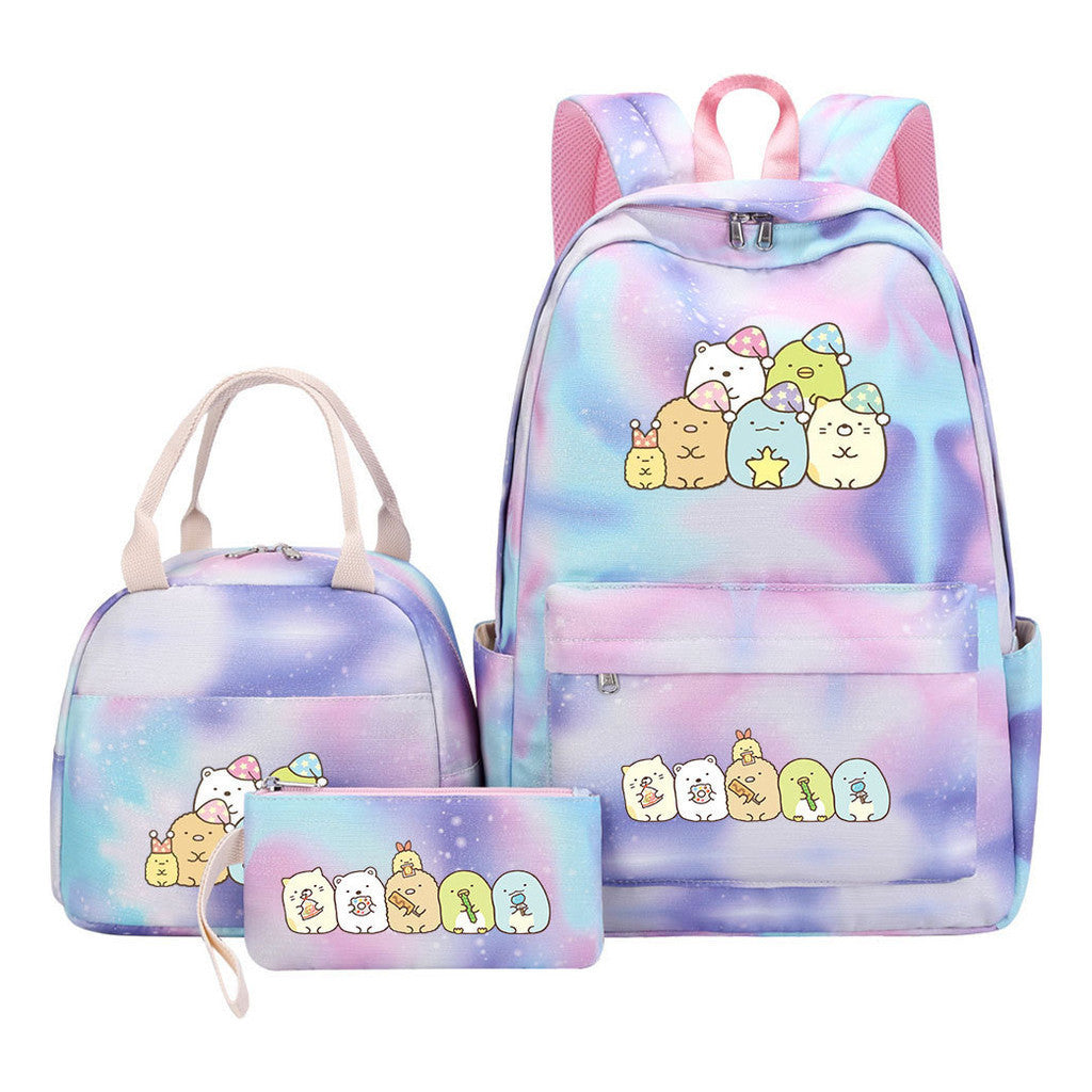 Game Corner Biology Student Girls School Bag Lunch Bag Three Piece Set Backpack Set