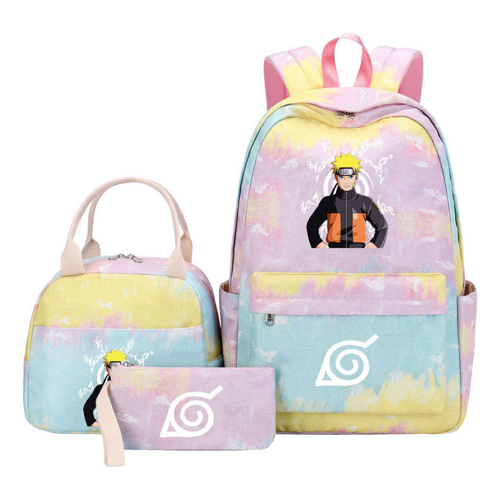 Naruto Youth Student School Bag Lunch Bag Three Piece Set Backpack Set