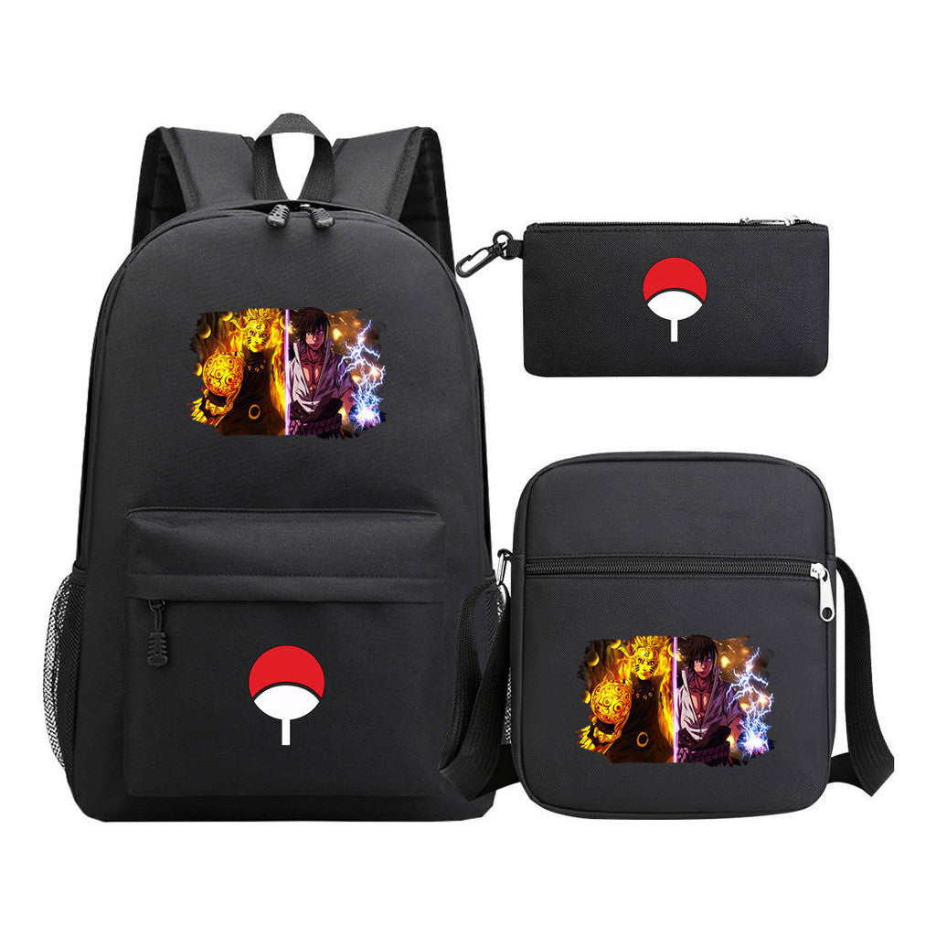 Anime Naruto Starry Sky Youth School Bag Three Piece Set For Men And Women Backpack Set