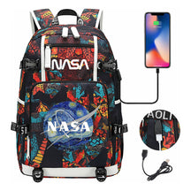 Nasa Fashion Printed Usb Student Backpack For Leisure Travel Backpack