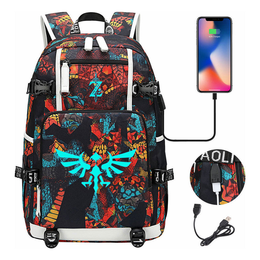 Legend Of Zelda Usb Youth Student Backpack For Men And Women's Leisure Travel Backpack