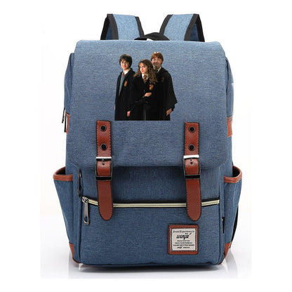 Academy Of Magic Print Teen Student School Bag For Men And Women Casual Belt Buckle Classic Backpack