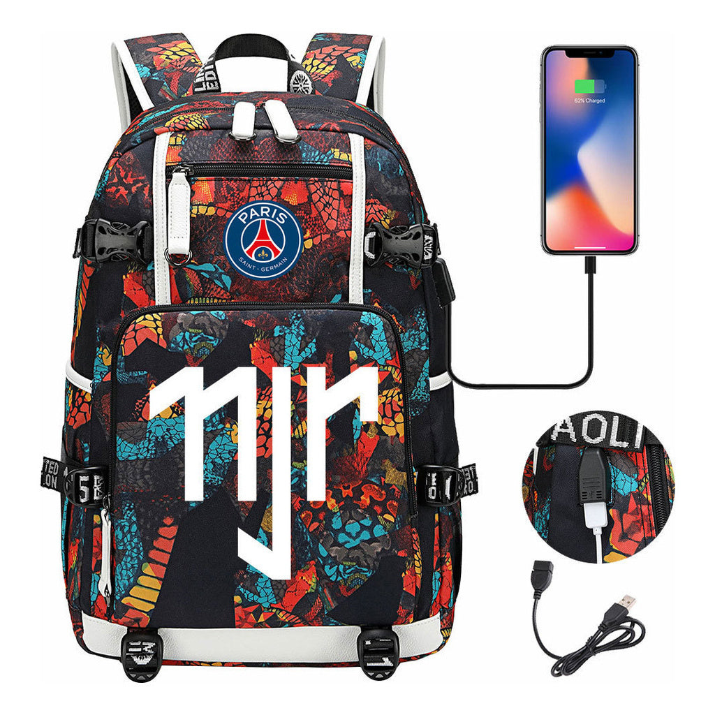 Football Star Neymar Printed Youth Student Backpack With Large Capacity