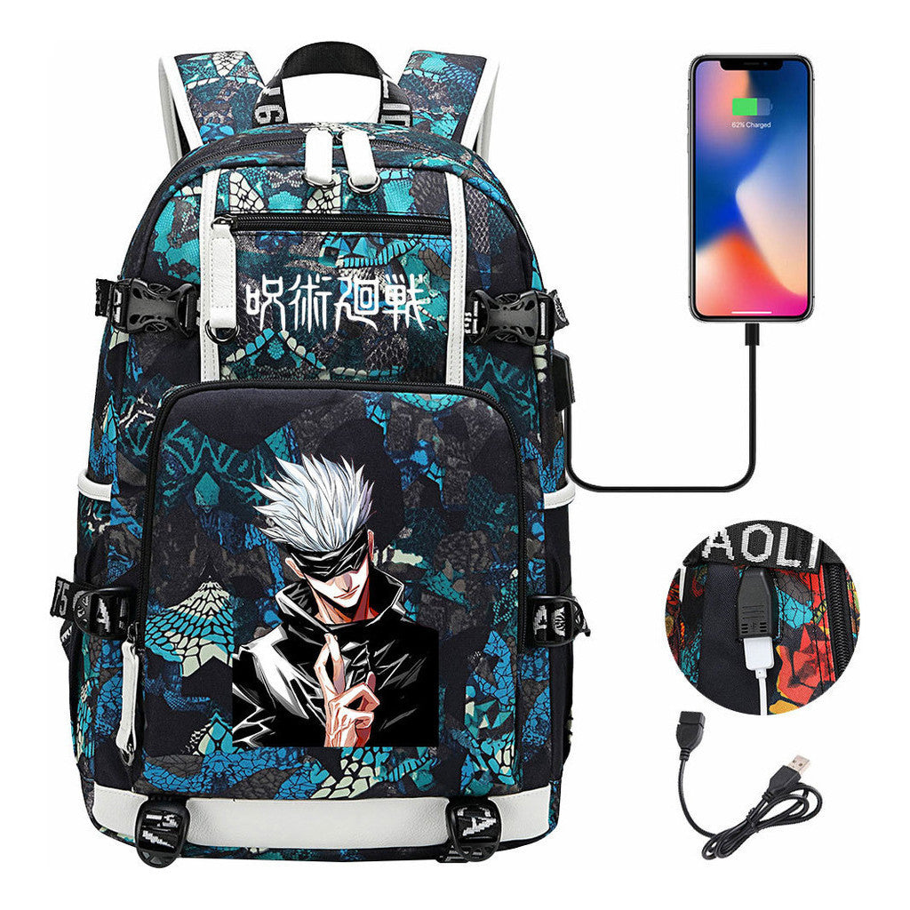 Printed Usb Youth Student Backpack Leisure Large Capacity Travel Backpack