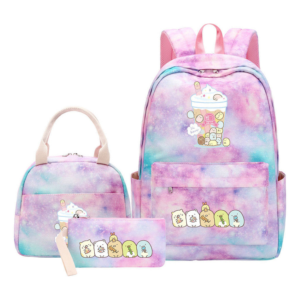 Game Corner Biology Youth Student Girls School Bag Lunch Bag Three Piece Set Backpack Set
