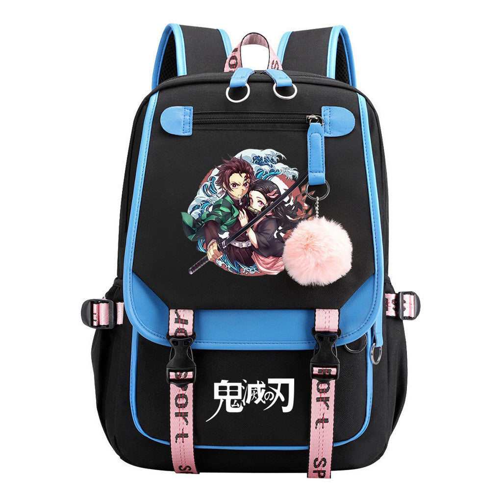 Cartoon Fashion Usb Student Backpack With Casual Woven Strap Flip Back Backpack