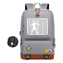 Football Star Cristiano Ronaldo Printed Usb Student Backpack Leisure Travel Backpack