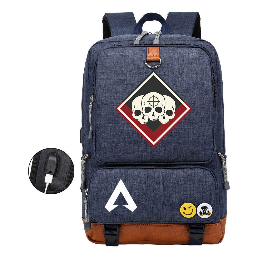 Apex Hero Print Usb Student Backpack Casual Backpack