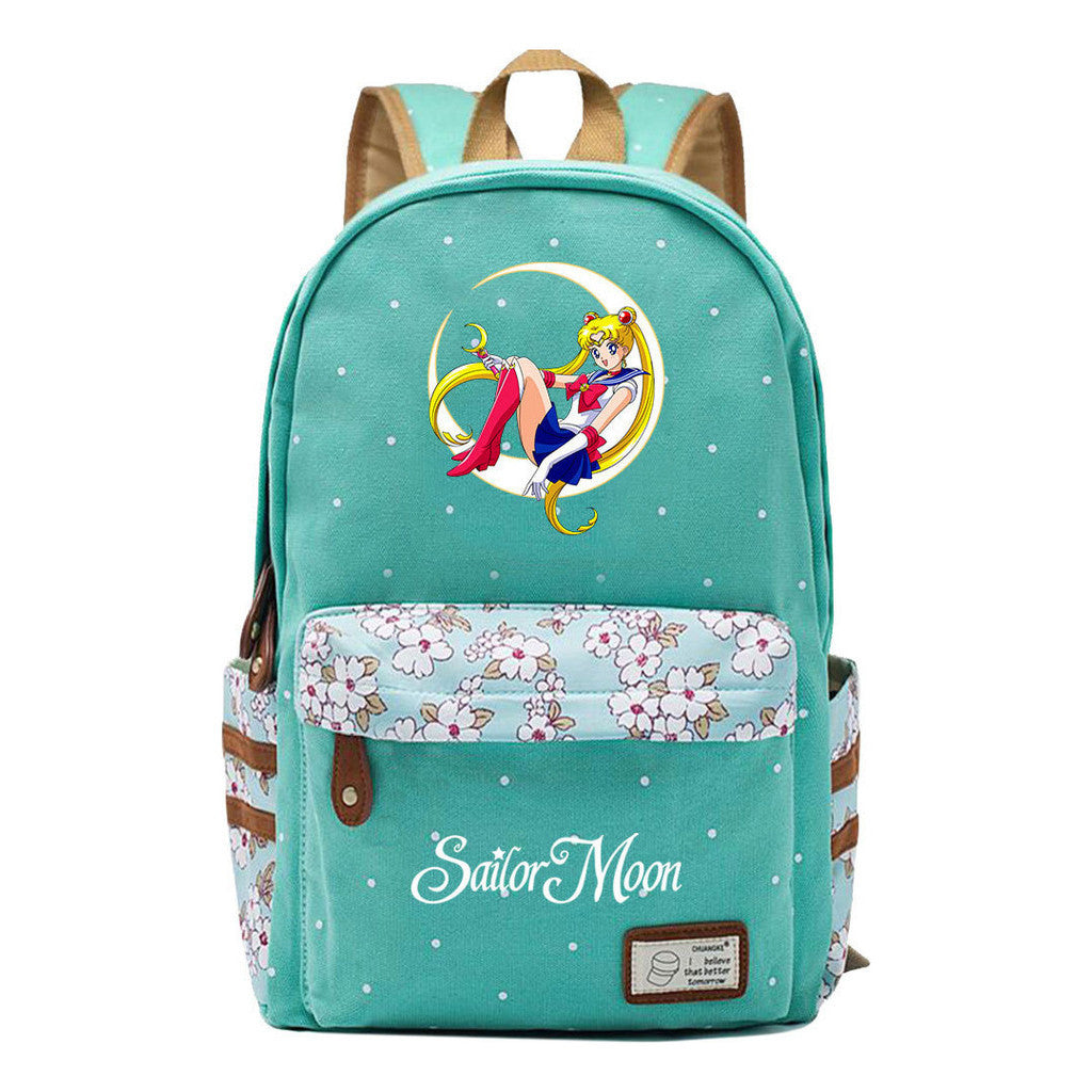Anime Beauty Girl Warrior Youth School Bag Fragmented Flower Leisure Backpack