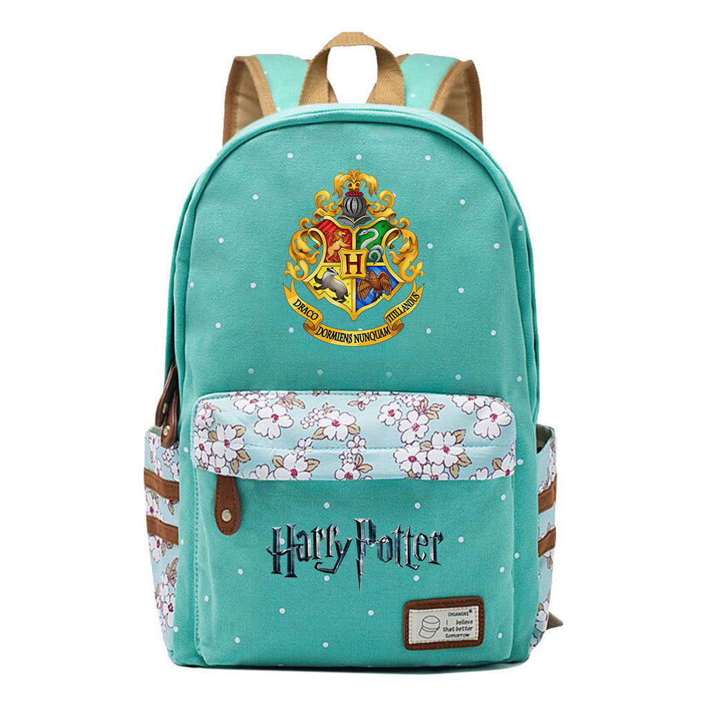 School Of Witchcraft And Wizardry Student Backpack With Floral Canvas Backpack