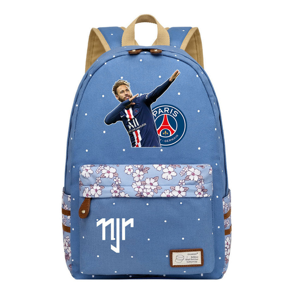 Football Star Neymar Printed Youth School Backpack For Primary And Secondary School Students, Fashionable And Casual Backpack