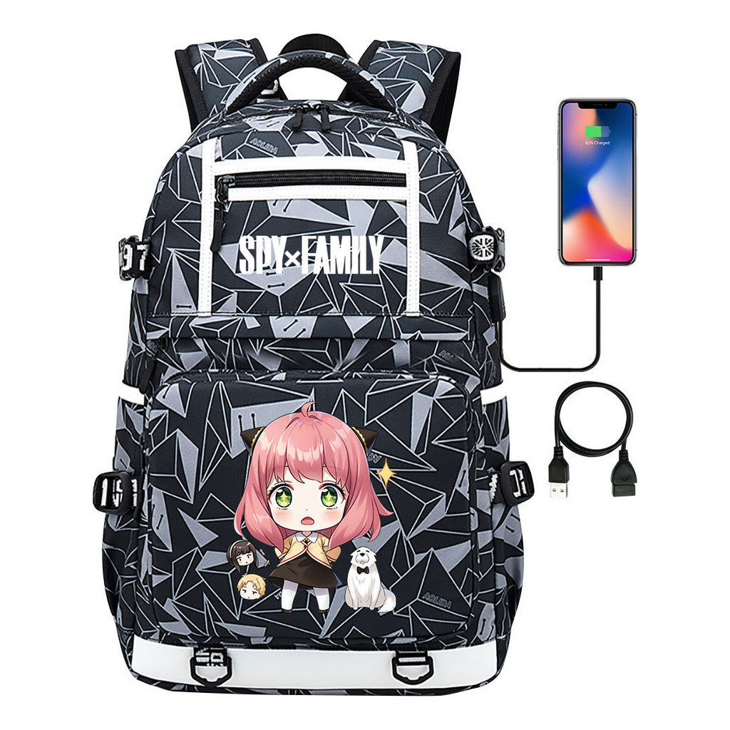 Printed Usb Youth Student Backpack Men's And Women's Backpack Leisure Travel Backpack