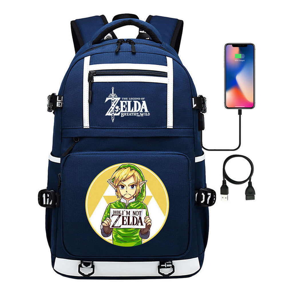 Legend Of Zelda Printed Usb Youth Student Backpack Men's And Women's Backpack Leisure Travel Bag