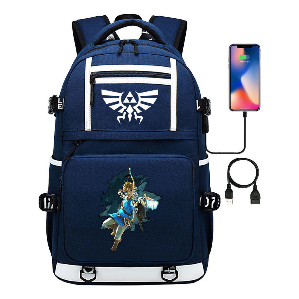 Legend Of Zelda Printed Usb Youth Student Backpack Men's And Women's Backpack Leisure Travel Bag