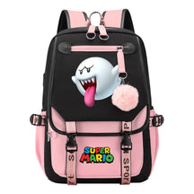 Super Mario Printed Usb Youth Student Backpack For Men And Women With Casual Woven Strap Flap Backpack