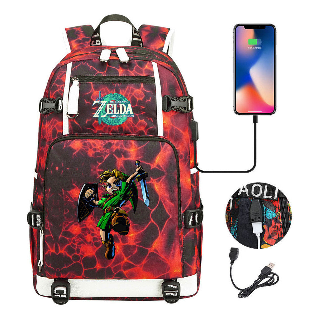 Game Zelda Legend Printed Youth Student Backpack For Men And Women With Large Capacity Leisure Travel Backpack