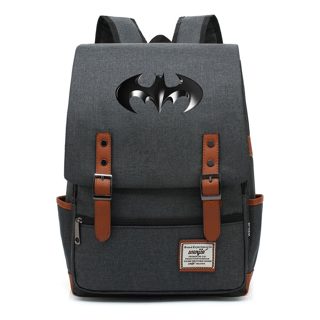 Superhero Batman Print Student Backpack Casual Belt Buckle Classic Backpack