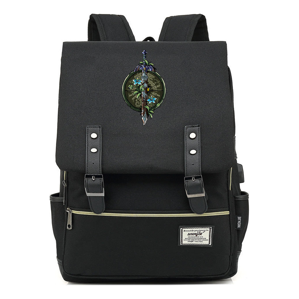Game Tear Print Of The Kingdom Of Zelda Youth Primary And Secondary School Student Backpack Usb Men's And Women's Leisure Backpack