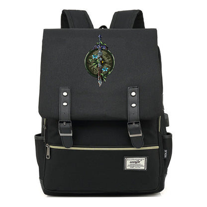 Game Tear Print Of The Kingdom Of Zelda Youth Primary And Secondary School Student Backpack Usb Men's And Women's Leisure Backpack