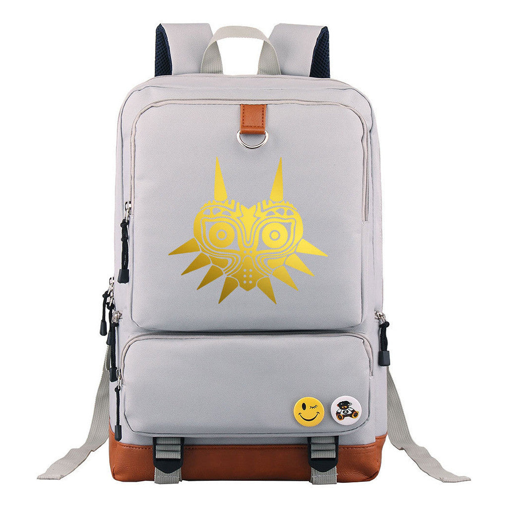 Golden Printed Youth Student Backpack, Travel Bag, Men's And Women's Backpack