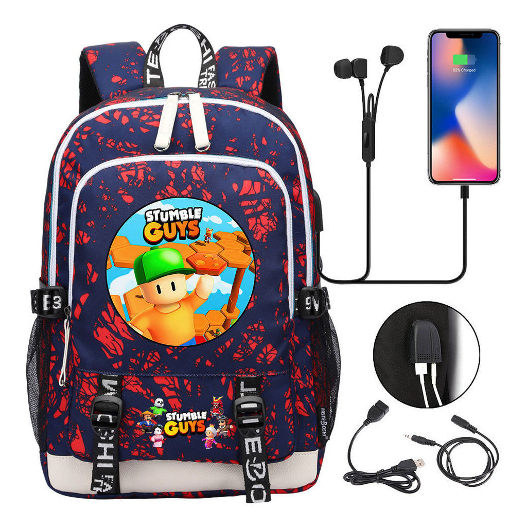 Printed Youth School Bag Usb Casual Backpack Travel Backpack