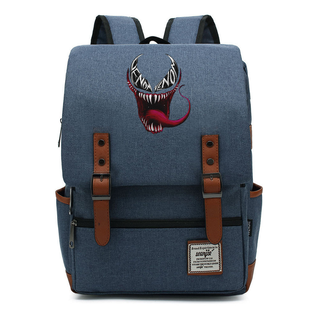 Printed Youth Student School Bag Casual Belt Buckle Classic Backpack