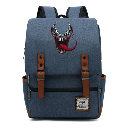 Printed Youth Student School Bag Casual Belt Buckle Classic Backpack
