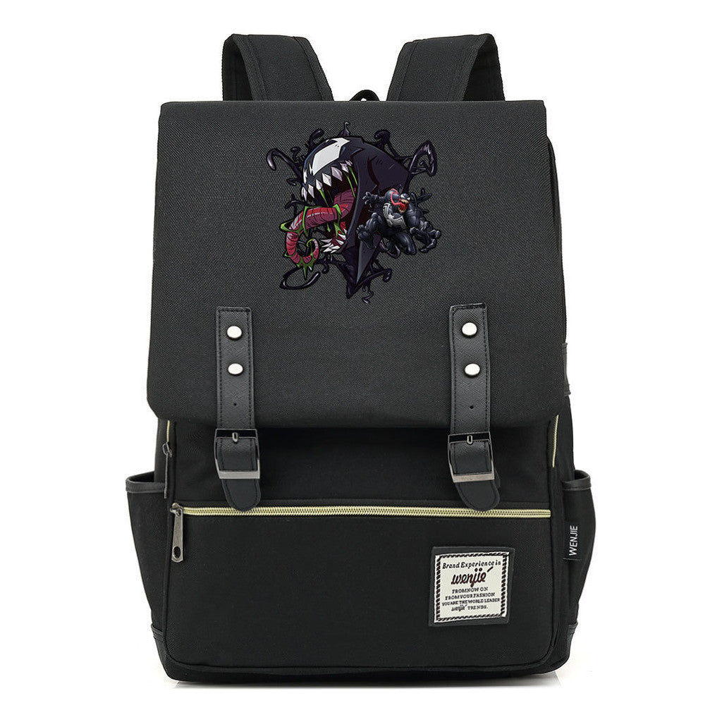 Printed Student Backpack With Casual Belt Buckle, Classic Backpack