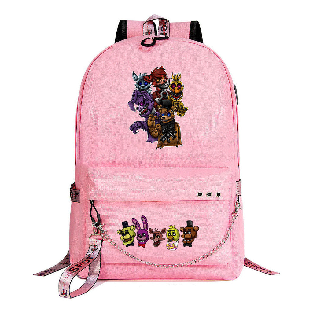Toy Bear Game Usb Youth Student Backpack For Men And Women Leisure Travel Backpack
