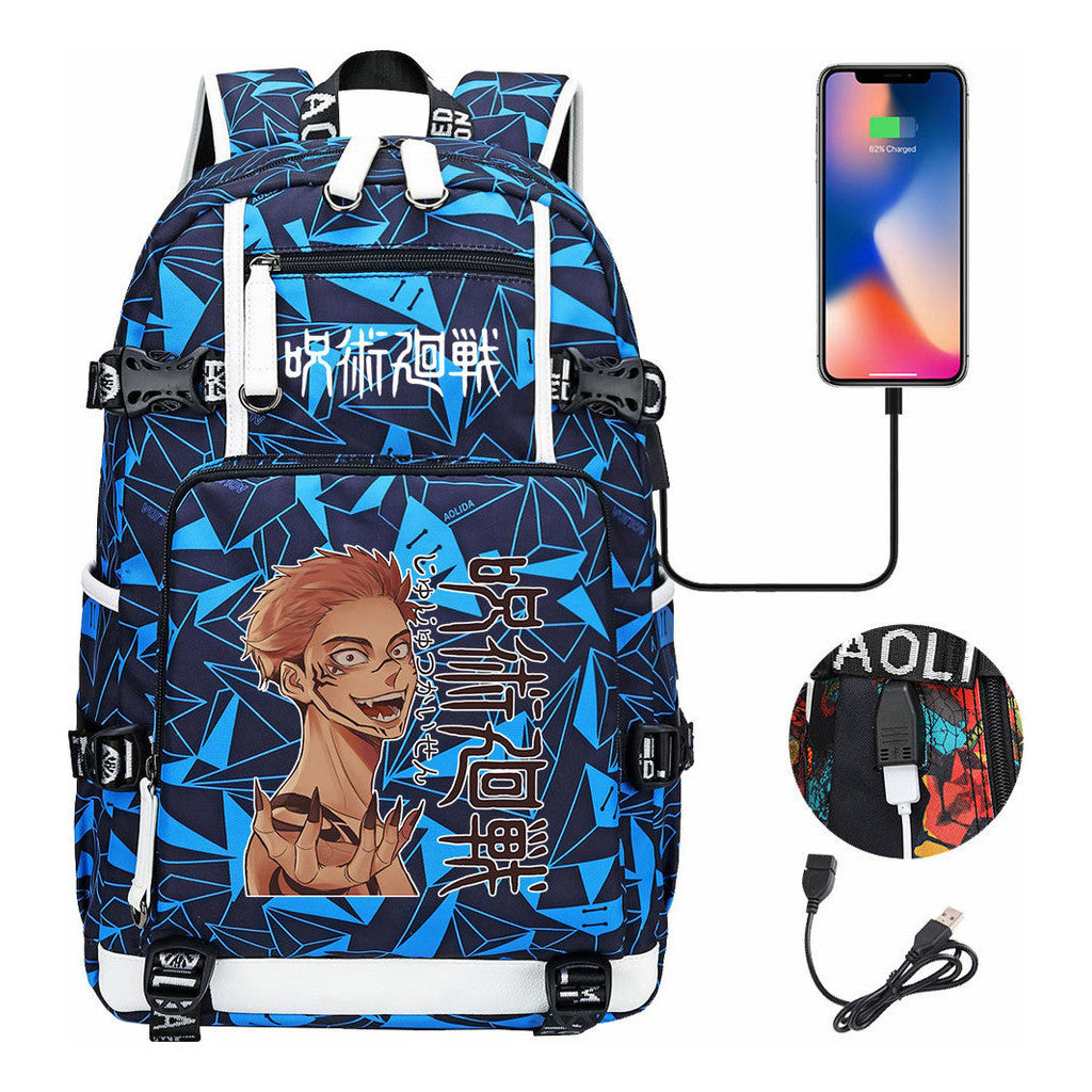 Printed Usb Youth Student Backpack For Men And Women's Leisure Large Capacity Travel Backpack