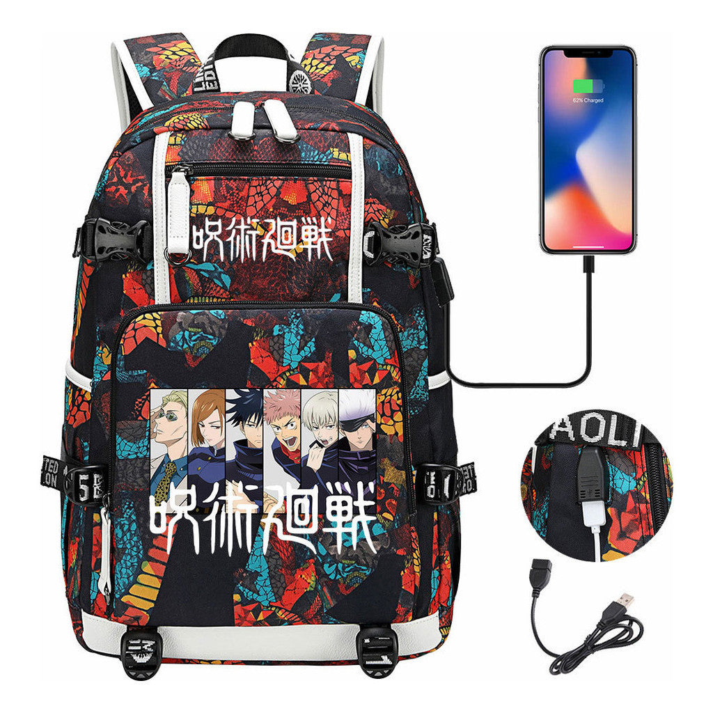 Printed Usb Youth Student Backpack For Men And Women's Leisure Large Capacity Travel Backpack