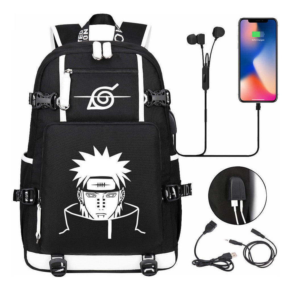 Naruto Usb Large Capacity Youth Student Backpack For Men And Women's Leisure Travel Backpack